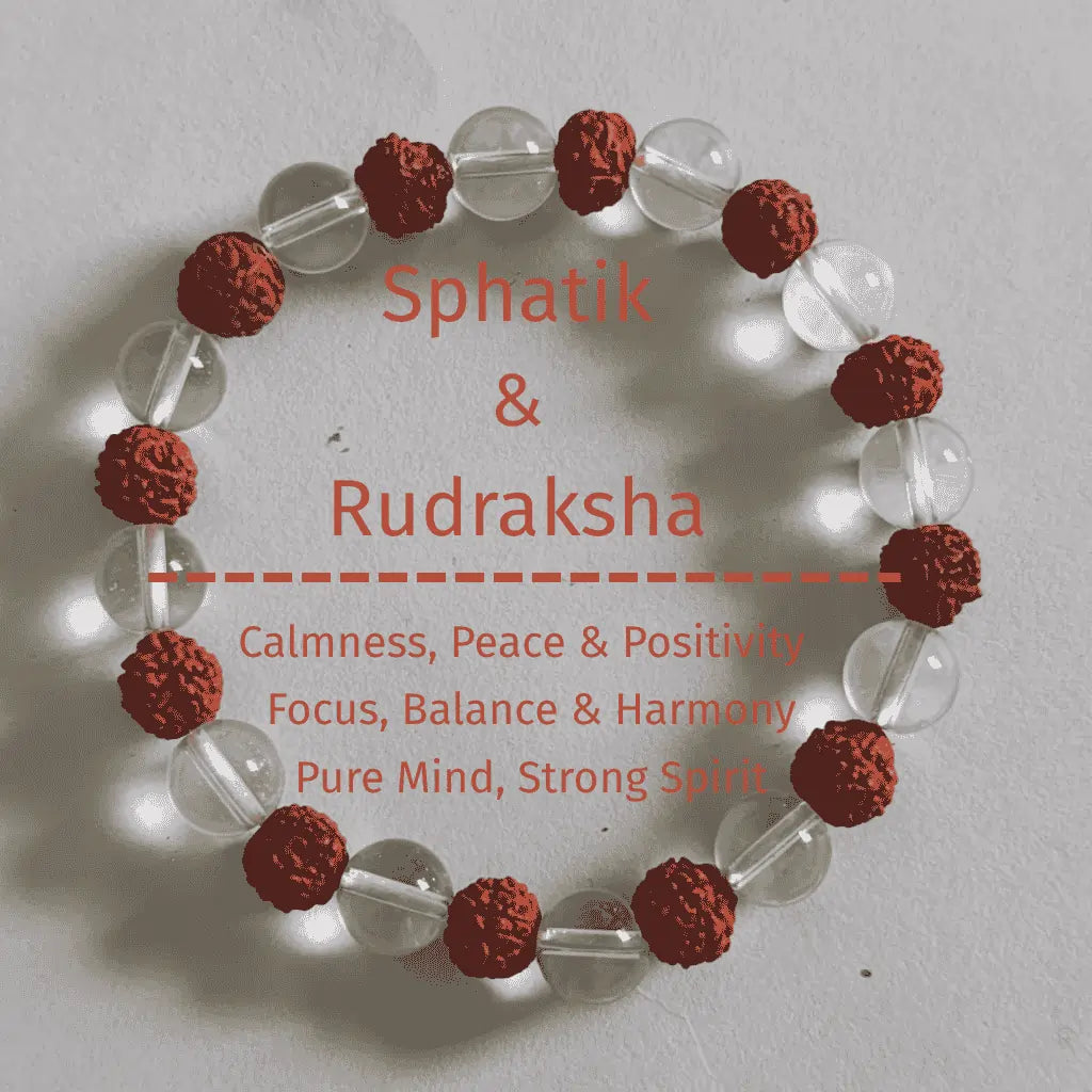 🔱✨ Spiritual Harmony Bracelet – Sphatik & Rudraksha Fusion ✨