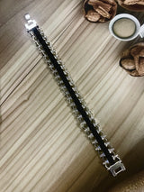 Karungali Ebony Wood Bracelet with Silver-Plated Finish