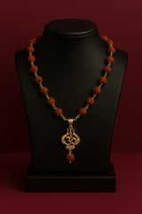 Gold-Plated Om Trishul Rudraksha Mala