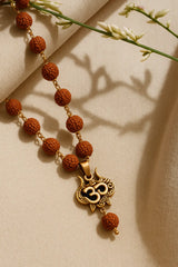 Gold-Plated Om Trishul Rudraksha Mala