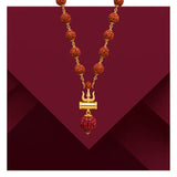 Luxe Gold-Plated Rudraksha Trishul Necklace