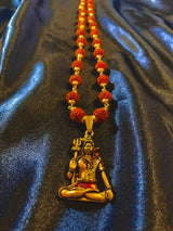 Authentic Rudraksha Mala with Gold-Plated Shivji Pendant