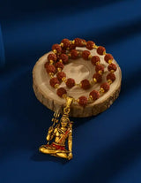 Authentic Rudraksha Mala with Gold-Plated Shivji Pendant