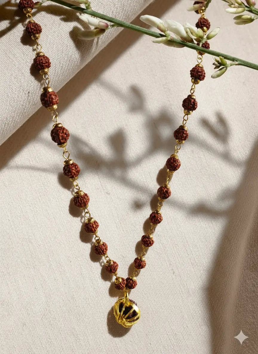 Gold Plated Shree Om Rudraksha Mala