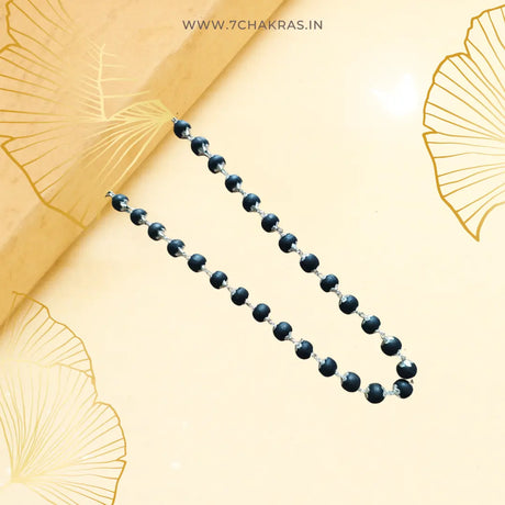 Natural Ebony (Karungali) Mala Necklace with Silver Plating
