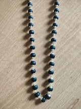 Natural Ebony (Karungali) Mala Necklace with Silver Plating