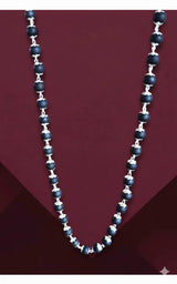 Natural Ebony (Karungali) Mala Necklace with Silver Plating