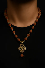 Gold-Plated Om Trishul Rudraksha Mala