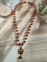 Gold-Plated Rudraksha Trishul with Damru Necklace