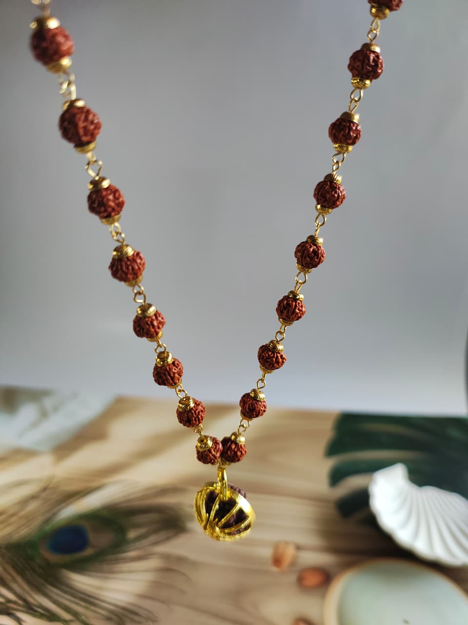 Gold Plated Shree Om Rudraksha Mala